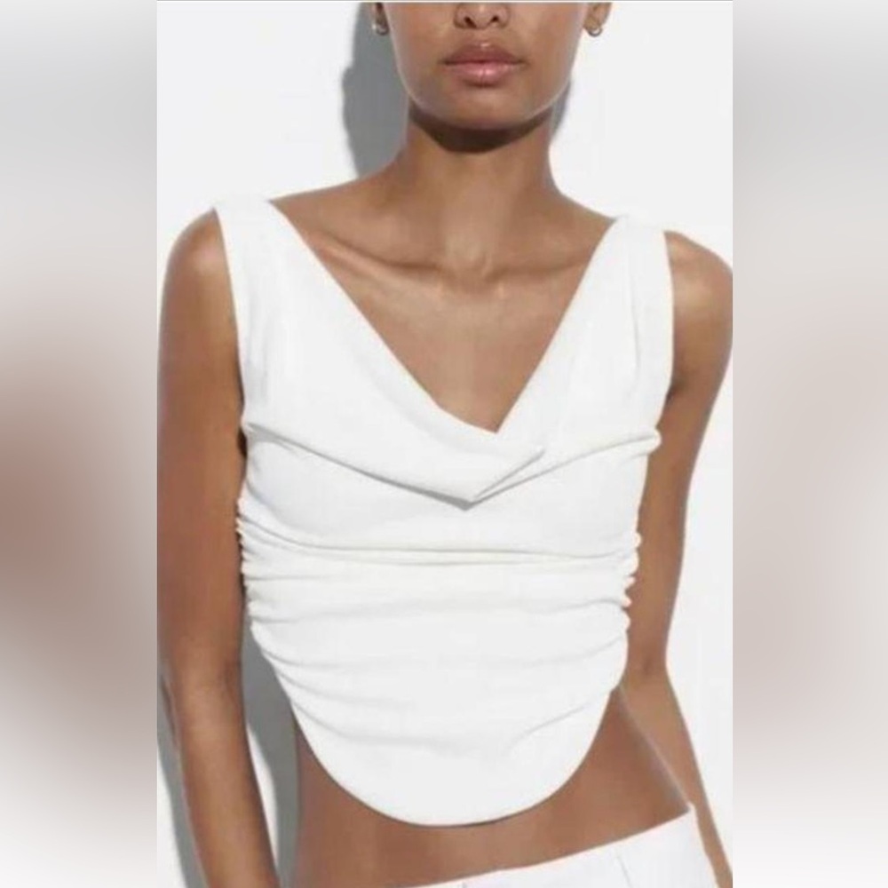 Zara White Sleeveless Top